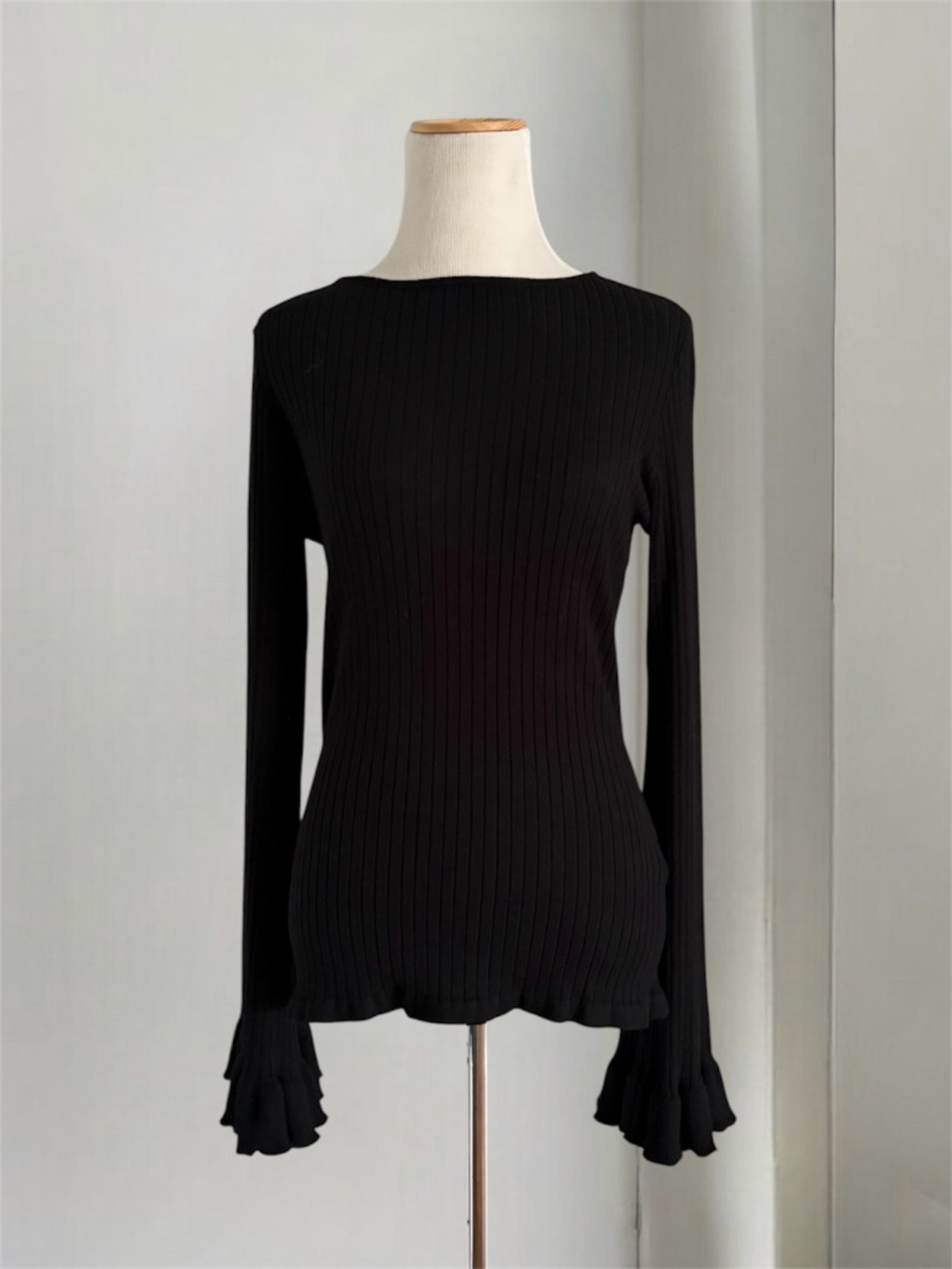 NA-KD x Tsutsumi Hoang Black Flared Sleeve Knitted Top